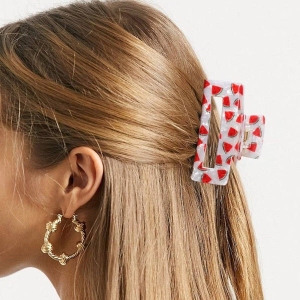 LARGE PVC FRUIT STRAWBERRY LEMON HAIR CLAW CLIPS | 40H944