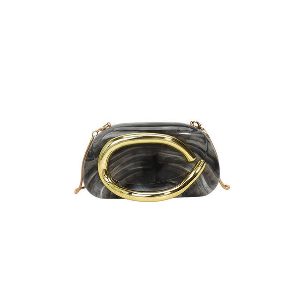 Mini Evening Clutch Bag with Vintage Metallic Handle
