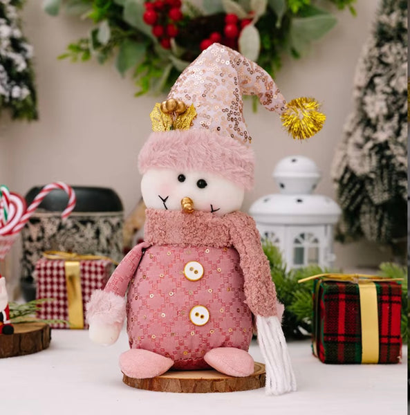 Santa, Snowman & Elk Plush Holiday Figurines