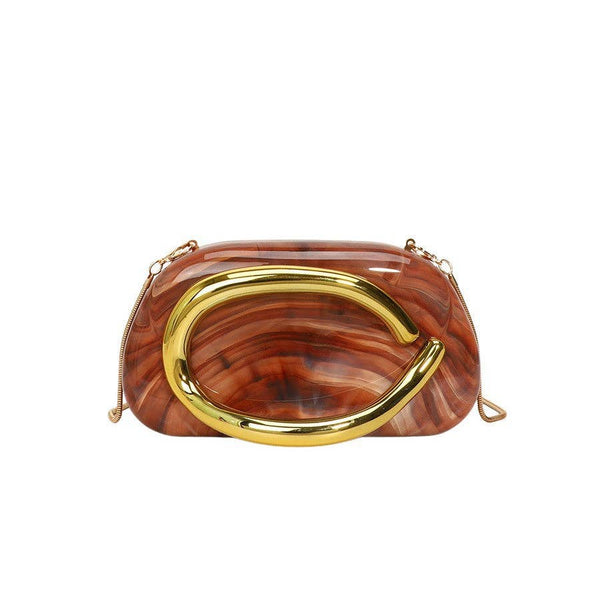 Mini Evening Clutch Bag with Vintage Metallic Handle