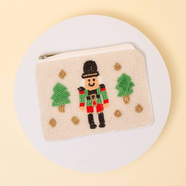 Christmas Soldier Beaded Embroidered Coin Bag