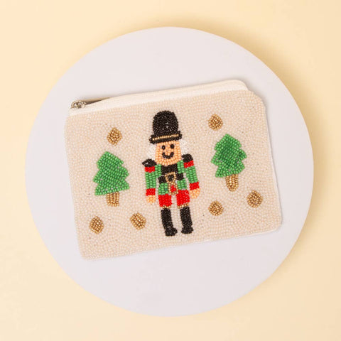 Christmas Soldier Beaded Embroidered Coin Bag