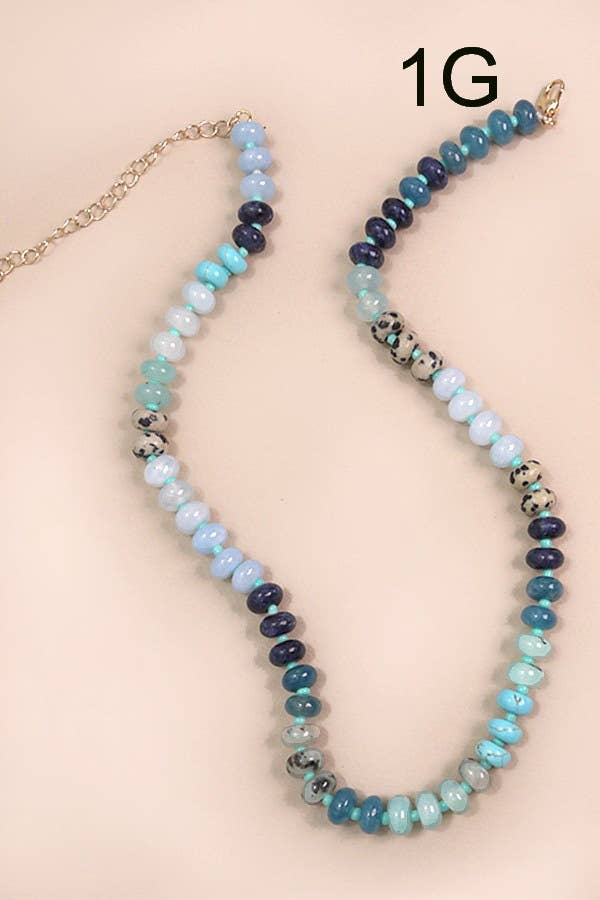 NATURAL AGATE GLASS SEMI PRECIOUS BEAD NECKLACE