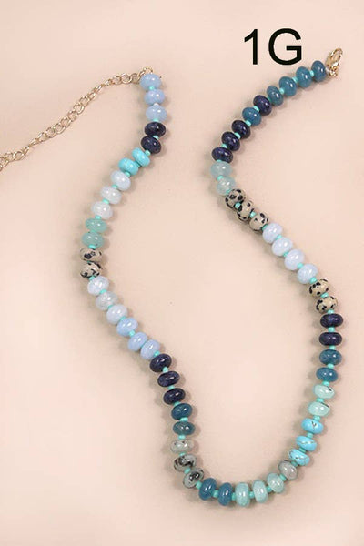 NATURAL AGATE GLASS SEMI PRECIOUS BEAD NECKLACE