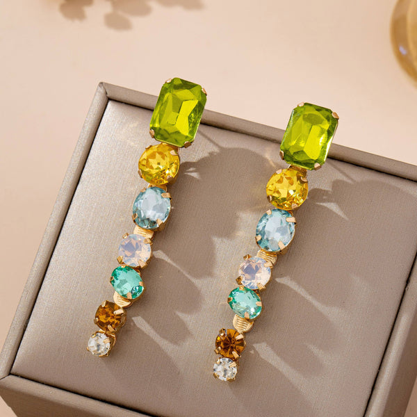 Rainbow Gem Drop Linear Earrings | 80E61964