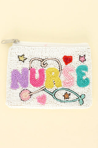 Nurse Seed Bead Embroidered Coin Bag