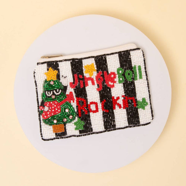 Jingle Bell Rock 'in Christmas Beaded Embroidered Coin Bag