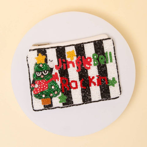 Jingle Bell Rock 'in Christmas Beaded Embroidered Coin Bag