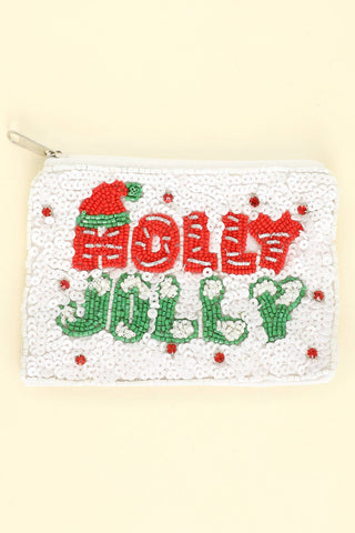 Christmas Holly Jolly Jeweled Coin Bag