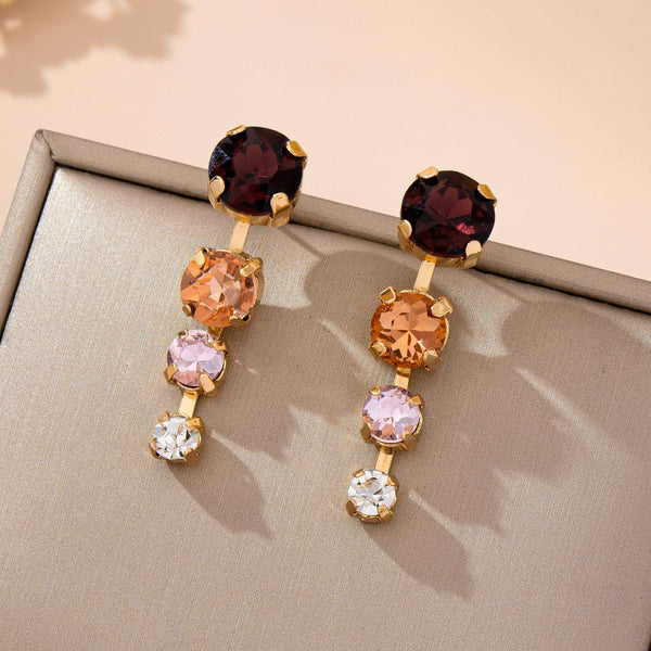 Warm Gemstone Linear Drop Earrings