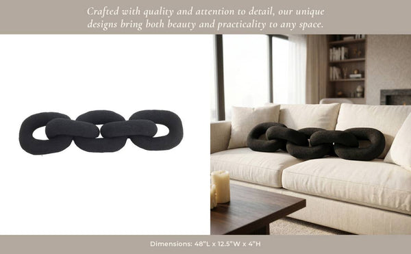 Black Cotton Polyester Plush Links, 48in