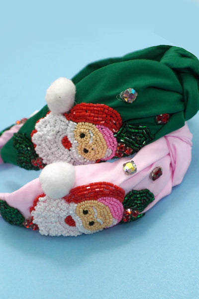 SANTA CLAUS CHRISTMAS HOLIDAY SEED BEAD HEADBAND