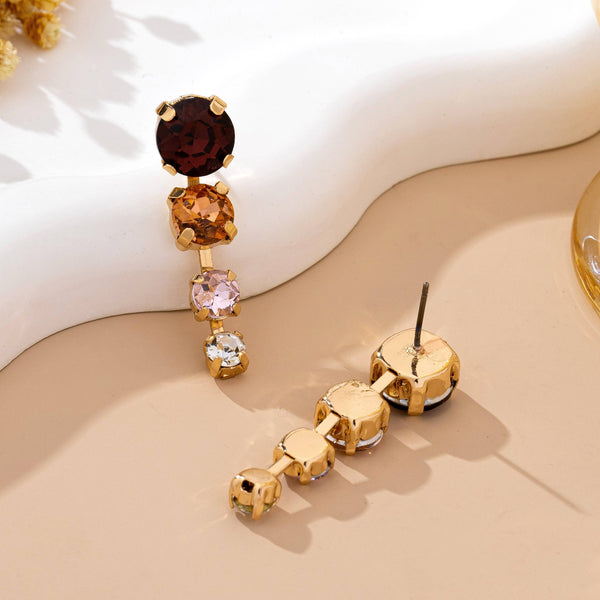 Warm Gemstone Linear Drop Earrings