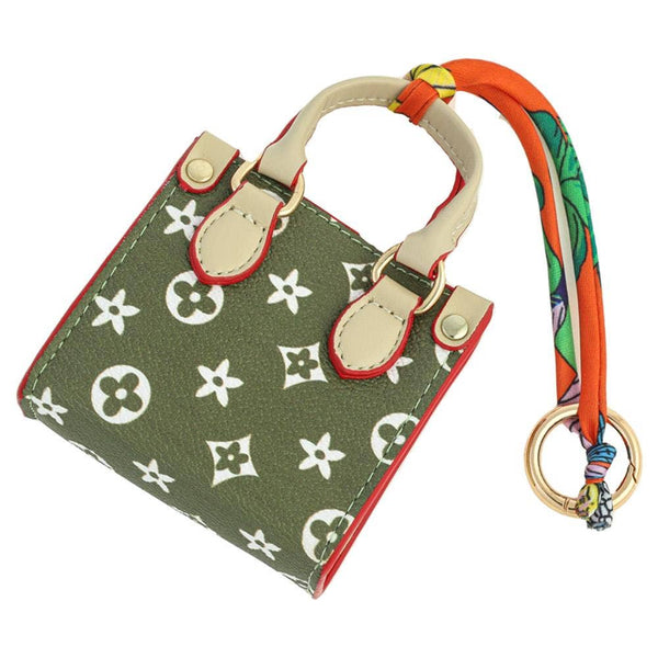 Monogram Mini Tote Bag Charm Keychain