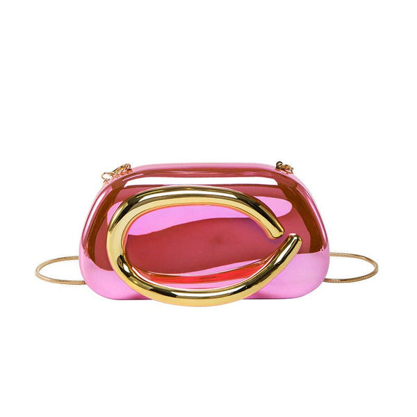 Mini Evening Clutch Bag with Vintage Metallic Handle