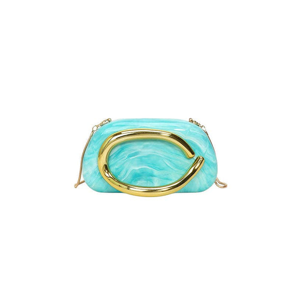 Mini Evening Clutch Bag with Vintage Metallic Handle