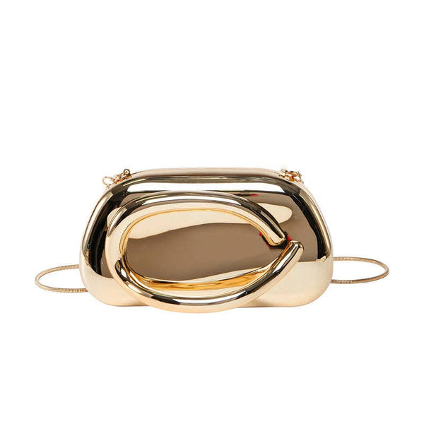 Mini Evening Clutch Bag with Vintage Metallic Handle