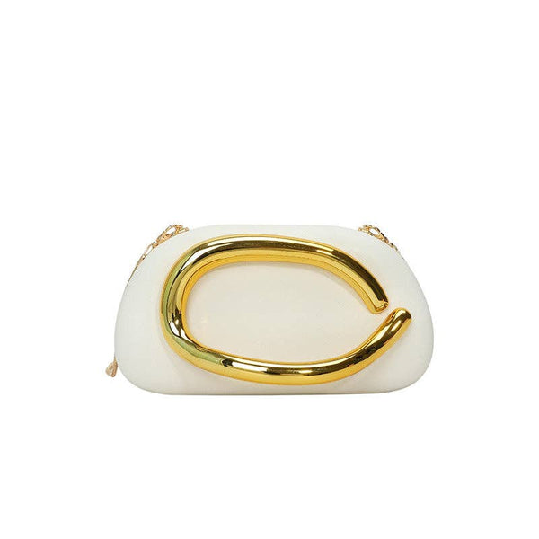 Mini Evening Clutch Bag with Vintage Metallic Handle