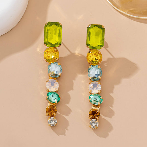 Rainbow Gem Drop Linear Earrings | 80E61964