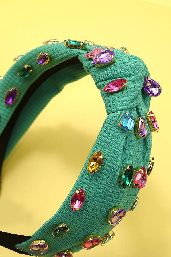 RHINESTONE WIDE KNOTTED HEADBAND