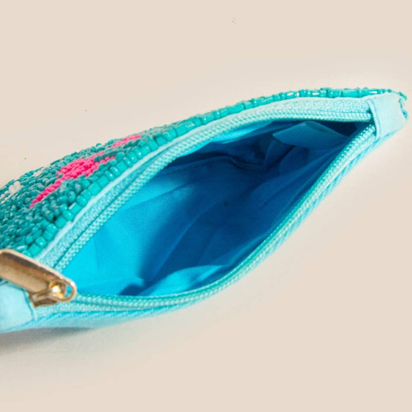 Out Of Here Airplane Seed Beaded Coin Purse