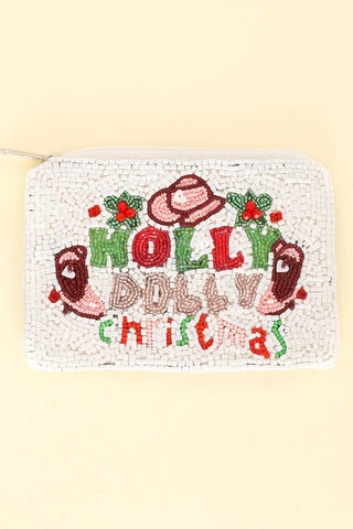 Holly Dolly Christmas Seed Bead Coin Purse