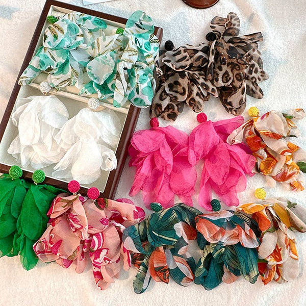 Boho Handmade Fabric Tassel Earrings for Women