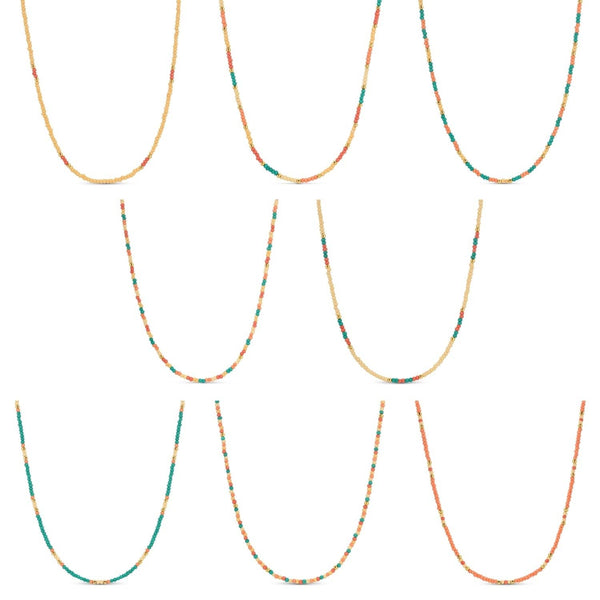 Set/8 Assorted 2Mm Seed Bead Necklaces