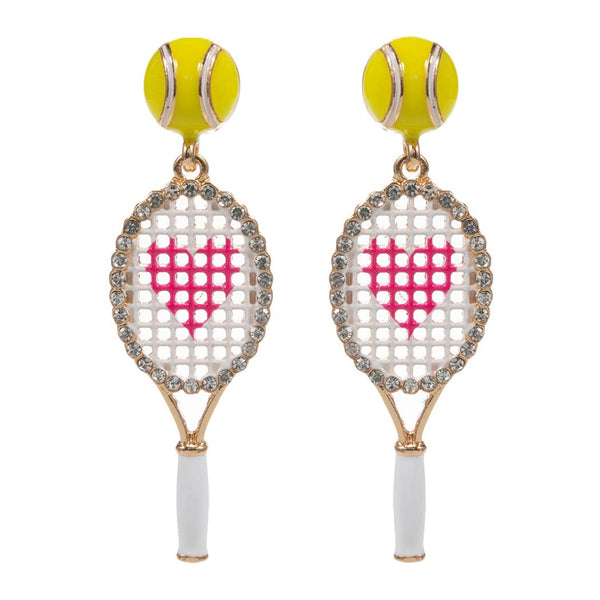 Tennis Set Figure Rhinestones Deco Post Earrings