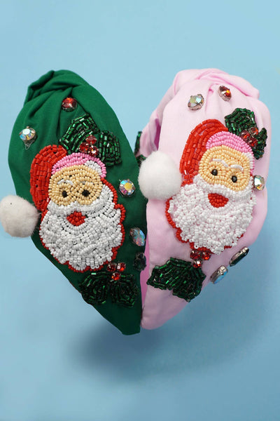 SANTA CLAUS CHRISTMAS HOLIDAY SEED BEAD HEADBAND