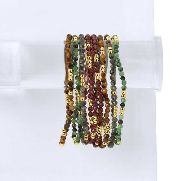 Assorted Stone Or Shell Beaded Stretch Bracelets