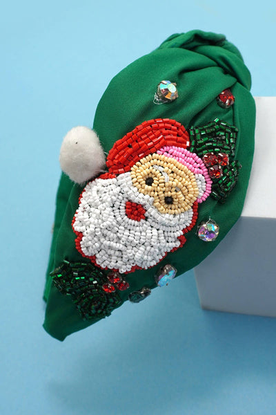 SANTA CLAUS CHRISTMAS HOLIDAY SEED BEAD HEADBAND