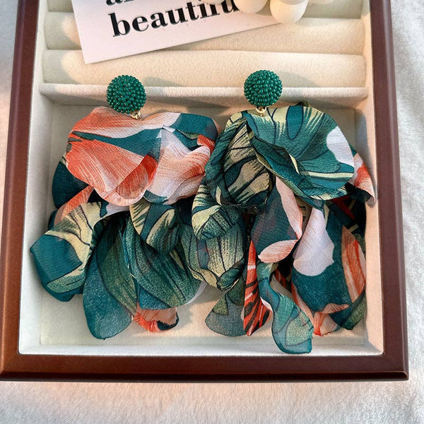 Boho Handmade Fabric Tassel Earrings for Women