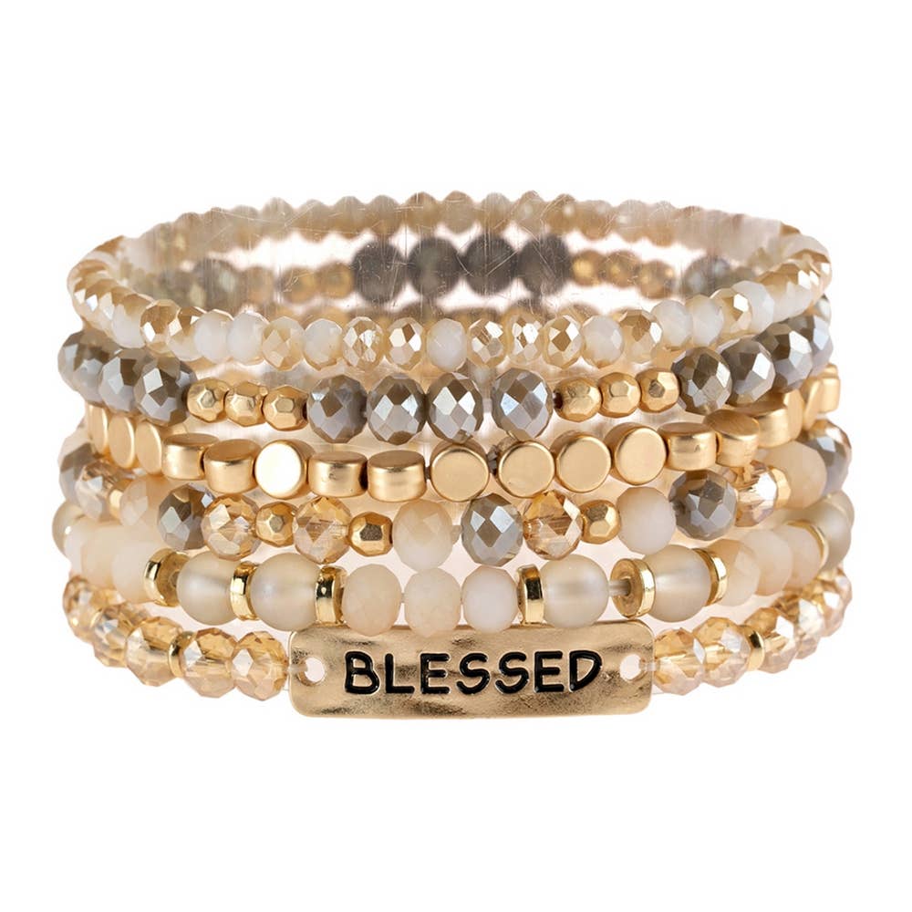 BLESSED CHARM MIXED BEADS BRACELET: NATURAL