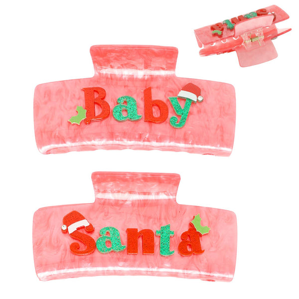 Christmas Jeweled Santa Baby Hair Claw Clip