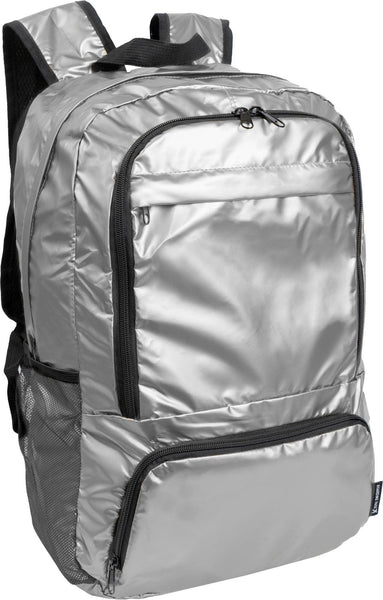 Boarding Pass Recycled Metallic Foldable & Packable Pouch Multi Compartment Backpack