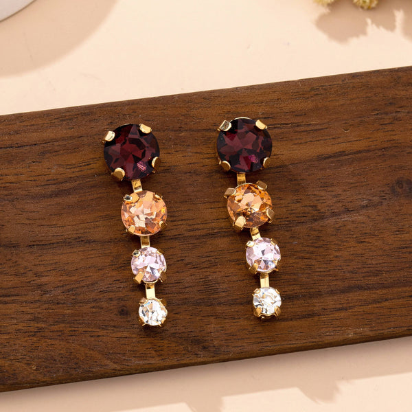 Warm Gemstone Linear Drop Earrings