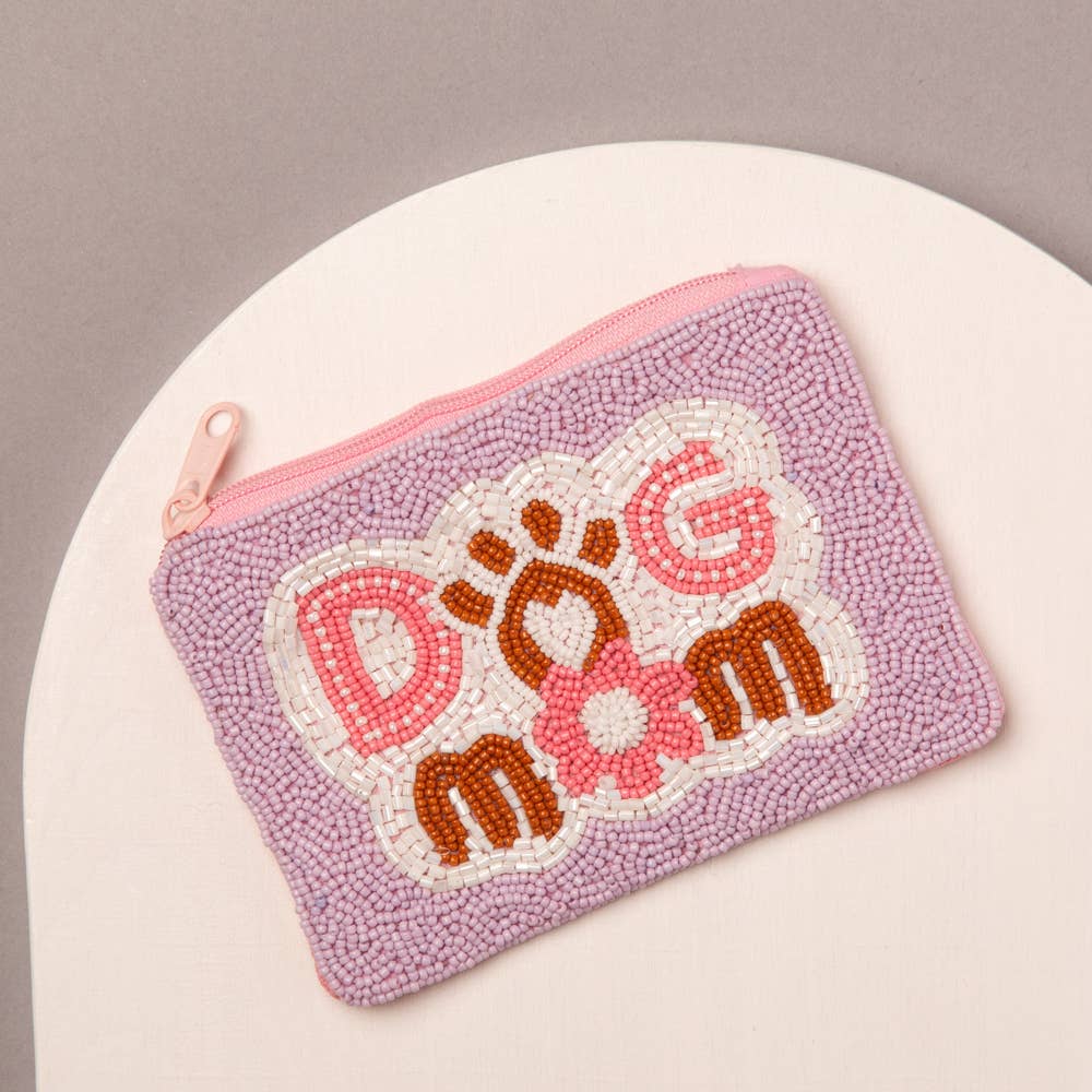 Dog Mom Beaded Coin Bag