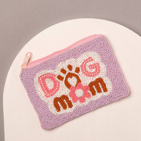 Dog Mom Beaded Coin Bag