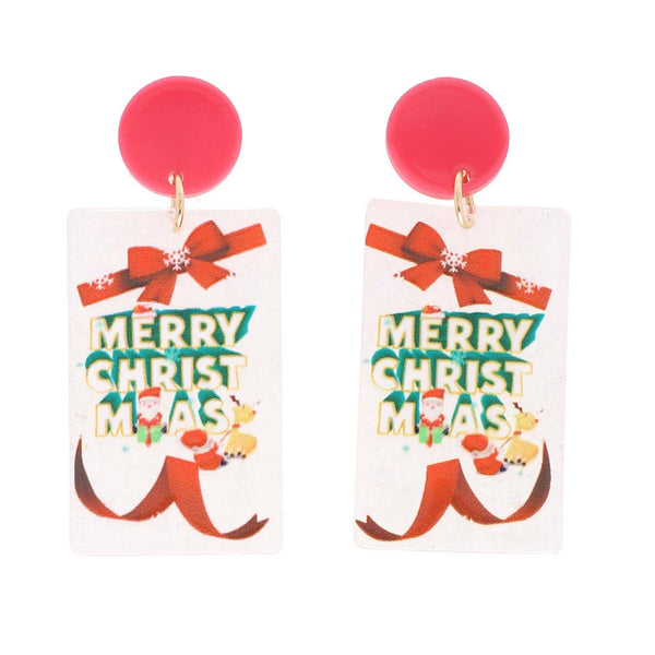 Merry Christmas Transparent Acrylic Earrings