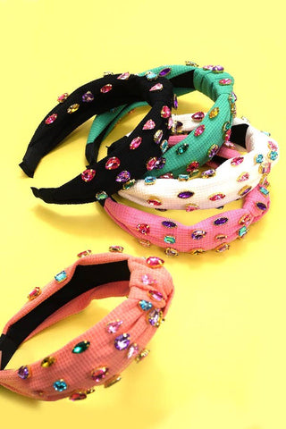 RHINESTONE WIDE KNOTTED HEADBAND