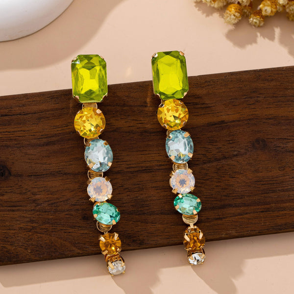 Rainbow Gem Drop Linear Earrings | 80E61964