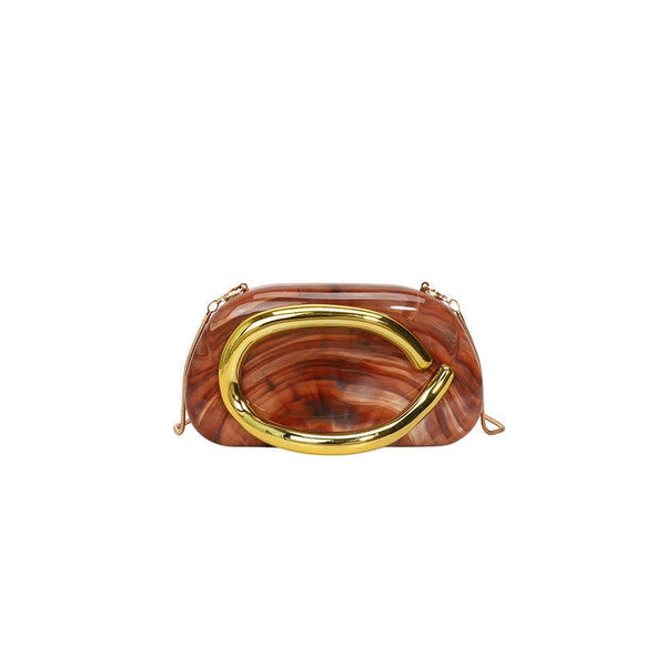 Mini Evening Clutch Bag with Vintage Metallic Handle