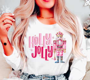 Preppy Holly Jolly Nutcracker Long Sleeve Tee Christmas