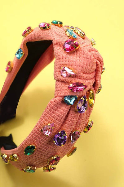 RHINESTONE WIDE KNOTTED HEADBAND