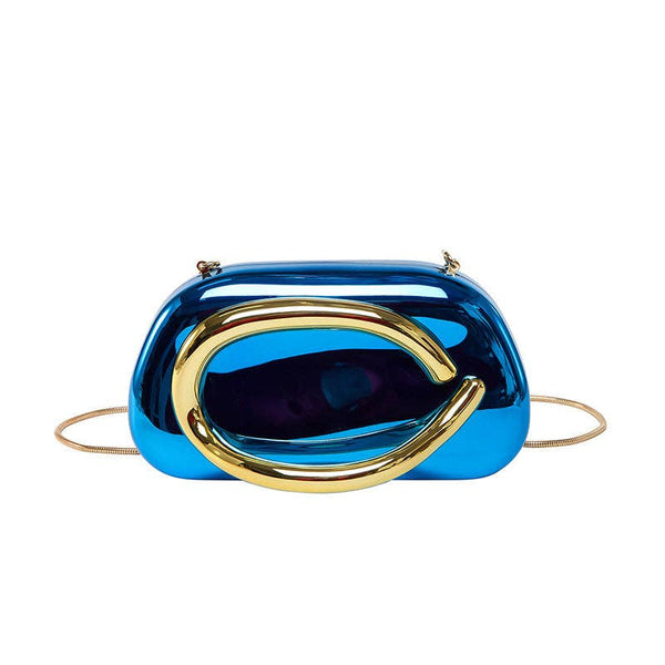 Mini Evening Clutch Bag with Vintage Metallic Handle