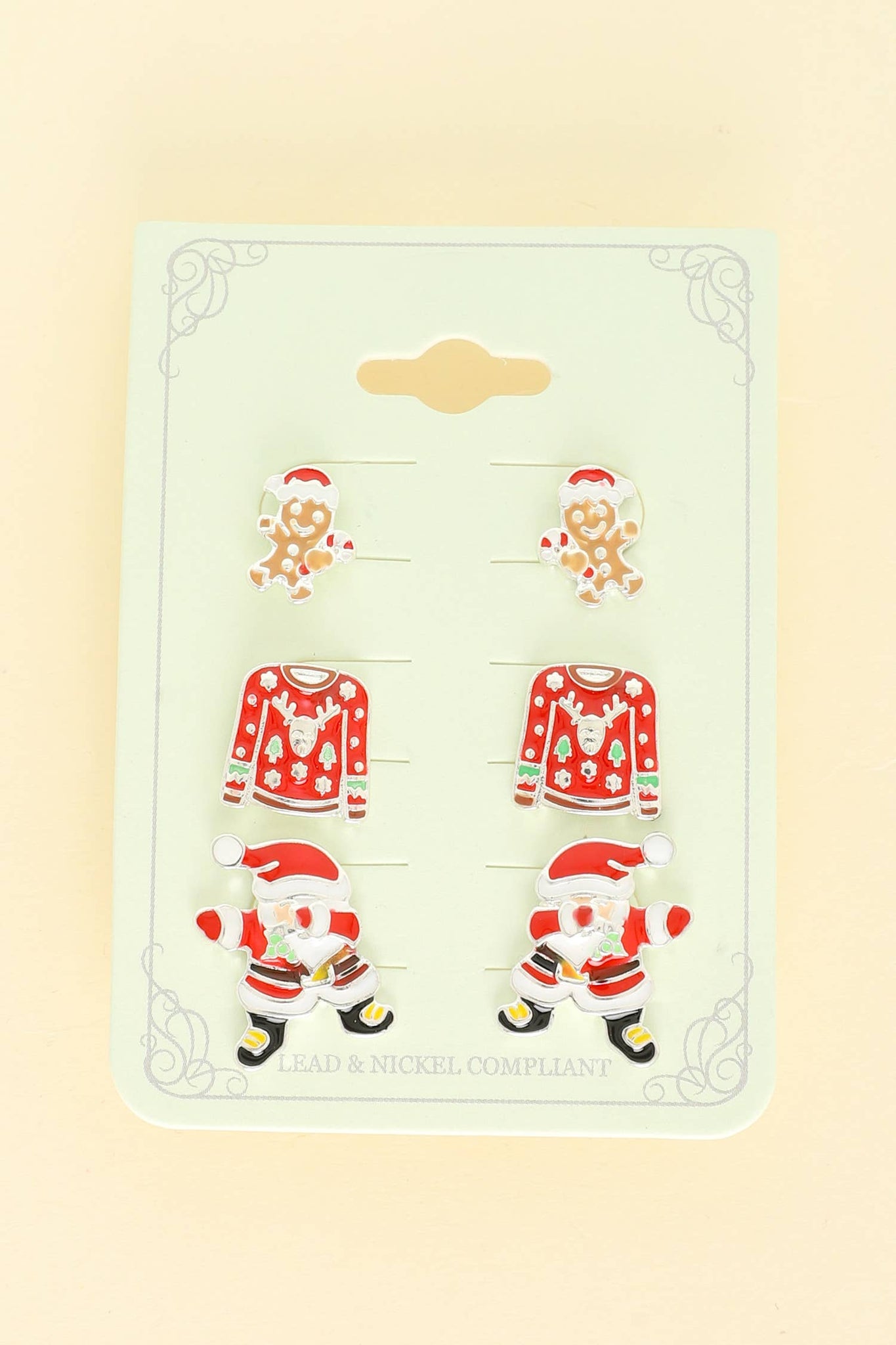 3-Pack Christmas Themed Epoxy Post Earrings