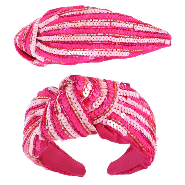 Sequin Striped Top Knotted Embellished Headband