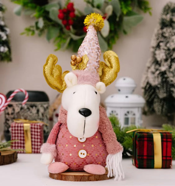 Santa, Snowman & Elk Plush Holiday Figurines