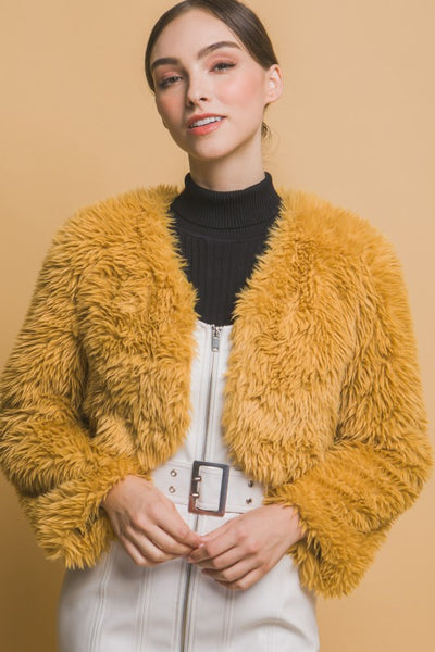 Faux Fur Cropped Bolero Jacket